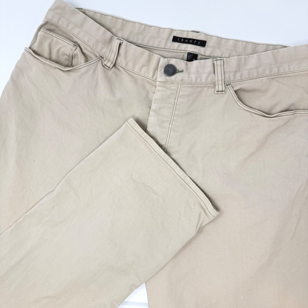 Theory Mens 36 Beige Cotton Twill Five Pocket Straight Leg Button Fly Pants FLAW